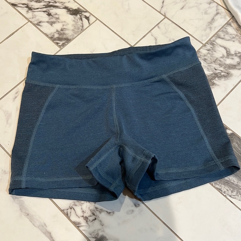 Blue short thick biker shorts